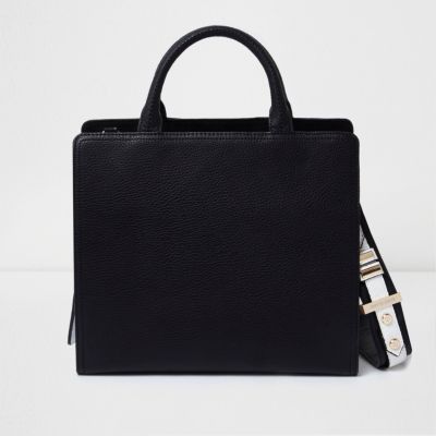 Black and blue boxy tote bag